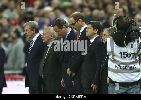 Roy Hodgson, the England manager, David Cameron, the Prime Minister and HRH Prince William during the International Friendly match between England & France at Wembley Stadium on Tuesday 17th November2015. (Photo by Ryan Dinham/MI News/NurPhoto) Stock Photo