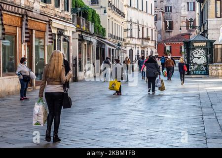 A view of Strada Nuova, one of the main streets of Venice in Cannaregio Area during the COVID19 Emergency. (Photo by Giacomo Cosua/NurPhoto) Stock Photo