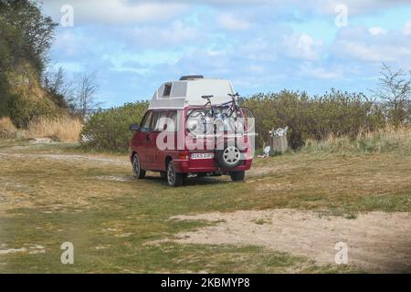 Red Volkswagen Transporter T4 VW T4 Westfalia edition camper van