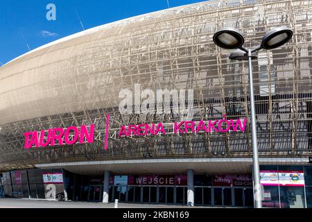 Tauron Arena concert and conference hall in Krakow, Poland on April 27, 2020. (Photo by Dominika Zarzycka/NurPhoto) Stock Photo