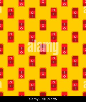 Switch off and on pixel art pattern seamless. On/off button  8 bit background. pixelated Vector texture Stock Vector