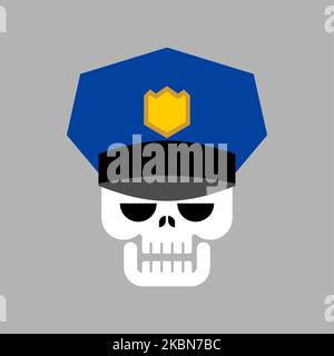 Policeman skull. Police head skeleton. Stock Vector