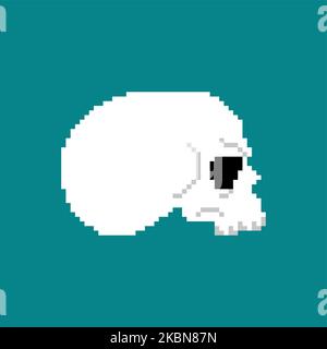 Skull pixel art. 8 bit cranium. pixelated Vector illustration Stock Vector