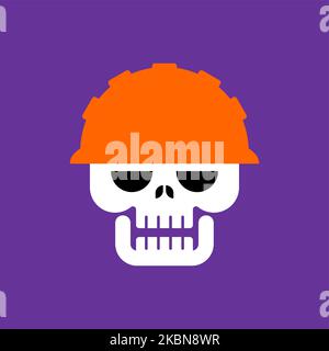 Skull in work helmet. Worker head skeleton. Stock Vector