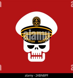 Captain Skull. Sea captain head skeleton. Vector illustration Stock Vector