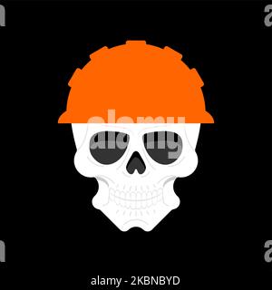 Skull in work helmet. Worker head skeleton. Stock Vector