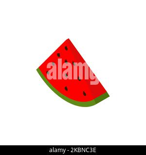 Watermelon piece isometric style . Berry Vector illustration Stock Vector
