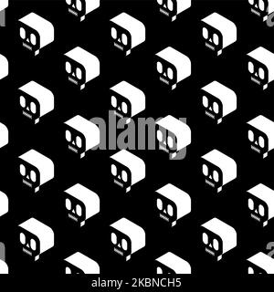 Skull pattern seamless isometric style. Cranium background. cartoon Ornament of kids fabric Stock Vector