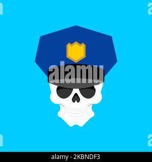Policeman skull. Police head skeleton. Stock Vector