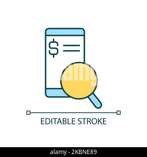 Online money transfer tracking RGB color icon Stock Vector