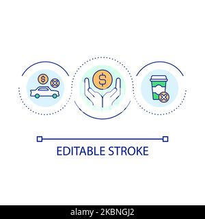 Saving money tips loop concept icon Stock Vector