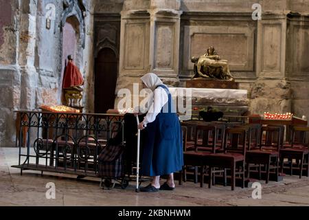 View of Sao Domingos's chuch in Lisbon, Portugal, on April 17, 2014. It is a church located in the Santa Justa neighborhood, Lisbon, Portugal. It was built in 1241. In 1959 there was a great fire, when it is visited you can still notice the impacts of the fire. (Photo by Oscar Gonzalez/NurPhoto) Stock Photo