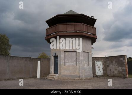 View of the Sachsenhausen concentration camp, located in the town of Oranienburg, Brandenburg, Germany, on August 30, 2014, was built by the Nazis in 1936 to confine political opponents, Jews, prisoners of war. Today is a Memorial and Museum. (Photo by Oscar Gonzalez/NurPhoto) Stock Photo