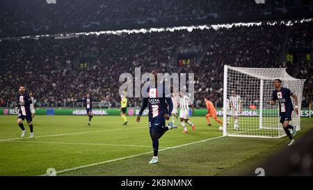 Nuno MENDES of PSG celebrates his goal during the French championship ...