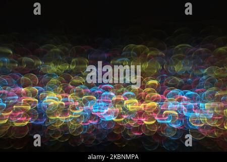 A futuristic multicolored bokeh ray. Stock Photo