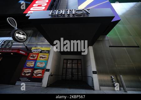 A view of Hotel Edition Times Square during the coronavirus pandemic on May 20, 2020 in New York City. COVID-19 has spread to most countries around the world, claiming over 316,000 lives with over 4.8 million infections reported. The Time Square Edition To Permanently Close. (Photo by John Nacion/NurPhoto) Stock Photo