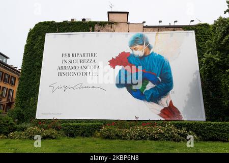 The new Giorgio Armani billboard in the center of Milan that