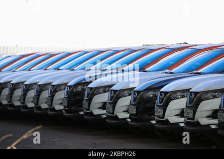 Cars of the carsharing service are parked in the Parking lot. To prevent the spread of the coronavirus epidemic, the carsharing service is temporarily unavailable in Saint Petersburg. Saint Petersburg, Russia, on May 31, 2020 (Photo by Valya Egorshin/NurPhoto) Stock Photo