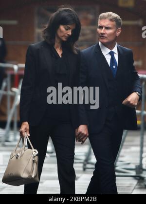 Former Formula 1 driver David Coulthard and his wife Karen Minier arrives at Niki Lauda's funeral at St Stephen's cathedral in Vienna, Austria on May 29, 2019. (Photo by Jakub Porzycki/NurPhoto) Stock Photo