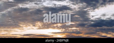 Atmosphere panorama Dramatic Sky Sunset Sunrise Dark orange rosy yellow blue pink cloud background Stock Photo