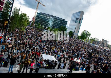 Thousands of people gathered, during the massive solidarity protest against anti-black violence, that is held in Utrecht, on June 5th 2020. (Photo by Romy Arroyo Fernandez/NurPhoto) Stock Photo