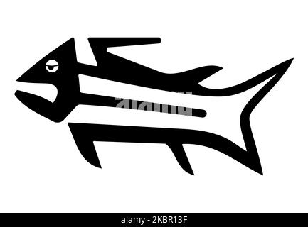 Geoglyph of the fish whale from Nazca, The Nazca Lines, Nazca Desert, Peru Stock Photo