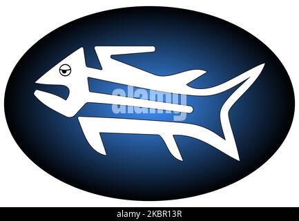 Geoglyph of the fish whale from Nazca, The Nazca Lines, Nazca Desert, Peru Stock Photo