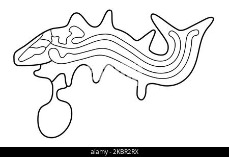 Geoglyph of the killer whale from Nazca, The Nazca Lines, Nazca Desert, Peru Stock Photo