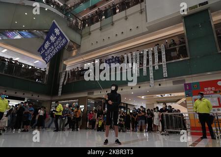 Over hundred protesters gathered at New Town Plaza in Sha Tin, Hong Kong, China on June 12, 2020 to mark the one year anniversary of the major clash between police and pro-democracy protesters in Admiralty. (Photo by Yat Kai Yeung/NurPhoto) Stock Photo