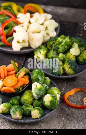 Different frozen vegetables. Food storage. Stock Photo