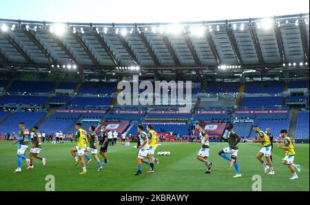 Napoli warm before the Coca Cola Italian Cup Final football match SSC Napoli v Fc Juventus at the Olimpico Stadium in Rome, Italy on June 17, 2020 (Photo by Matteo Ciambelli/NurPhoto) Stock Photo