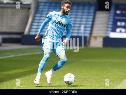 Derby County's Jayden Bogle in action during EFL Sky Bet Championship between Millwall and Derby County at The Den Stadium, London on 20th June, 2020 (Photo by Action Foto Sport/NurPhoto) Stock Photo