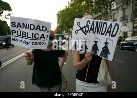 Demonstration against privatization of public health companies on June 20, 2020 in Madrid Spain (Photo by Oscar Gonzalez/NurPhoto) Stock Photo