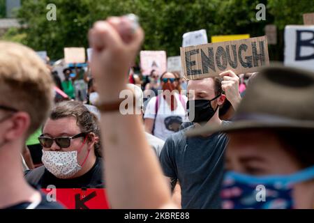 Protestors march through Glenolden, Delaware County, a suburb of Philadelphia, calling for an end to police brutality and racial injustice, June 20, 2020. (Photo by Michael Candelori/NurPhoto) Stock Photo