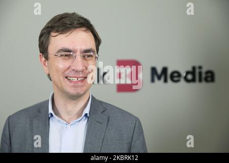 Former Minister of Infrastructure Volodymyr Omelyan is seen during his conversation with Ukrainian media in Kyiv, Ukraine, June 24, 2020. Detectives of the National Anti-Corruption Bureau investigating the former Minister of Infrastructure Volodymyr Omelyan order to reduce port fees by 20% in December 2017, due to which the state budget did not received UAH 30.5 million. ($ 1 million) (Photo by Sergii Kharchenko/NurPhoto) Stock Photo