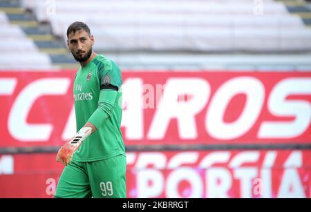 Gianluigi Donnarumma of AC Milan in action during the Serie A match between AC Milan and AS Roma at Stadio Giuseppe Meazza on June 28, 2020 in Milan, Italy. (Photo by Giuseppe Cottini/NurPhoto) Stock Photo