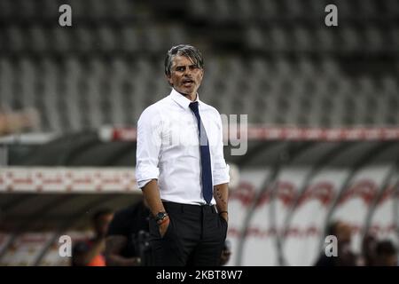 Brescia coach Diego Lopez looks on during the Serie A football match n.31 TORINO - BRESCIA on July 08, 2020 at the Stadio Olimpico Grande Torino in Turin, Piedmont, Italy. (Photo by Matteo Bottanelli/NurPhoto) Stock Photo