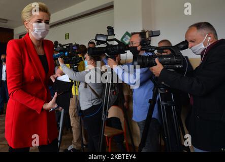 Polish First Lady Agata Kornhauser-Duda, arrives to cast their votes in the second round of the Presidential Election 2020, in Krakow On Sunday, July 12, 2020, in Krakow, Lesser Poland Voivodeship, Poland. (Photo by Artur Widak/NurPhoto) Stock Photo