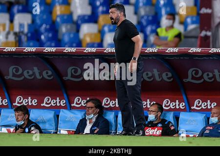 Gennaro Gattuso manager of SSC Napoli during the Serie A match between Napoli and AC Milan at Stadio San Paolo, Naples, Italy on 12 July 2020. (Photo by Giuseppe Maffia/NurPhoto) Stock Photo