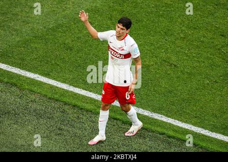 Ayrton of Spartak Moscow reacts during the Russian Cup semi final match between FC Zenit Saint Petersburg and FC Spartak Moscow on July 19, 2020 at Gazprom Arena in Saint Petersburg, Russia. (Photo by Mike Kireev/NurPhoto) Stock Photo