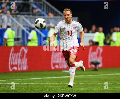 Christian Eriksen of Denmark during the FIFA World Cup match Denmark versus Australia at Samara Arena, Samara, Russia on June 21, 2016. (Photo by Ulrik Pedersen/NurPhoto) Stock Photo