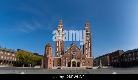 Szeged, Hungary - 14 October, 2022: view of the twin-spire Roman Catholic Votive Church in Szeged Stock Photo