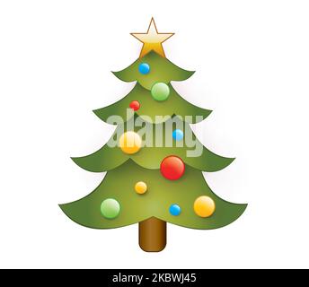 Christmas tree vector illustration isolated on white background. Stock Vector