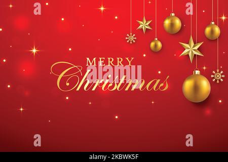Beautiful Christmas banner vector illustration. Red background. Merry Christmas background. Stock Vector