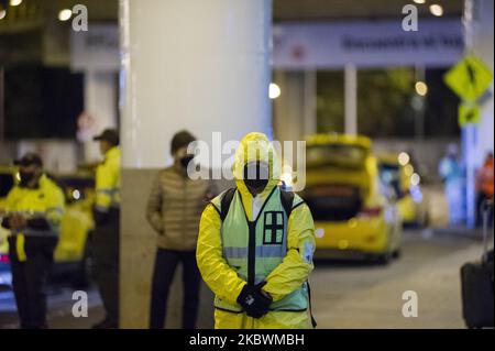 Families reunite with their close ones in El Dorado international Airport after flights were grounded in Colombia due to the novel coronavirus pandemic on August 1 2020 in Bogota, Colombia. (Photo by Sebastian Barros/NurPhoto) Stock Photo