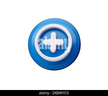 3d glossy illustration of Addition or plus symbol or icon isolated on white background Stock Photo