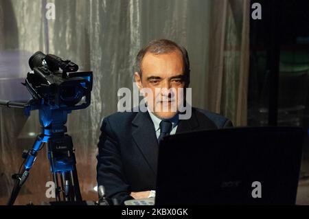 Turin, Italy. February 8, 2010. Alberto Barbera, current director of the Venice International Film Festival during an interview Stock Photo