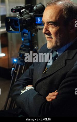 Turin, Italy. February 8, 2010. Alberto Barbera, current director of the Venice International Film Festival during an interview Stock Photo