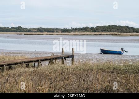 Boat on the River Alde Snape Maltings Aldeburgh Suffolk Stock Photo