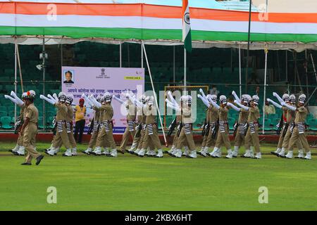 Jawans at Guard of Honour during the 74th Independence Day celebrations, at Sawai Mansingh Stadium in Jaipur, India, on August 15, 2020. (Photo by Vishal Bhatnagar/NurPhoto) Stock Photo